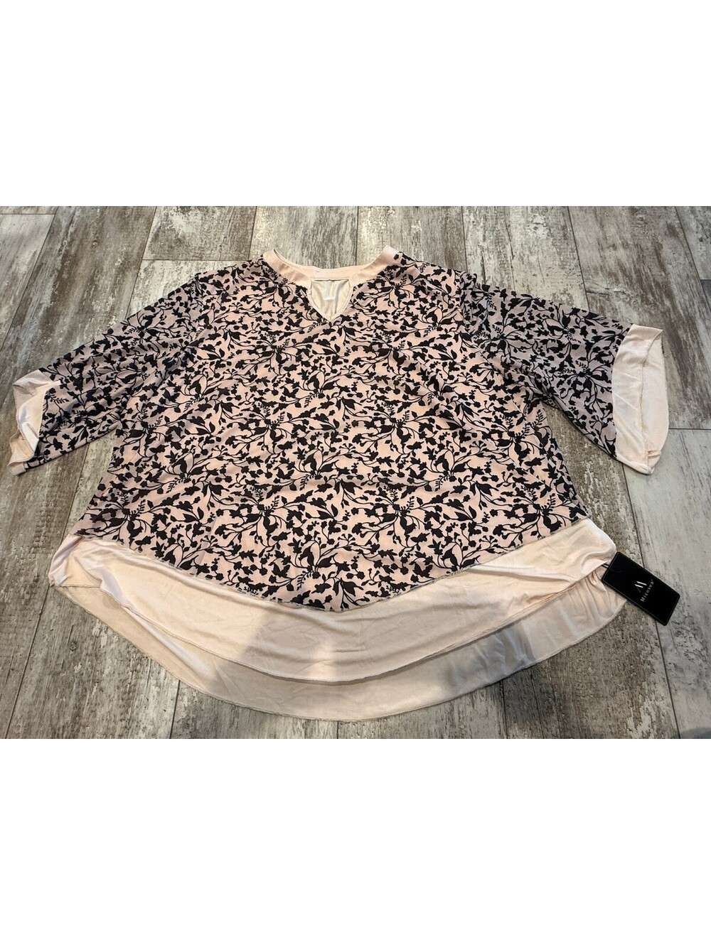 Micoson Womens 4XL Pink Black Floral Colorblock Tunic Top NWT